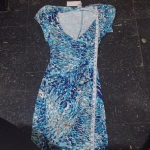Cache Blue and White Swirl Mini Dress NWT-055v